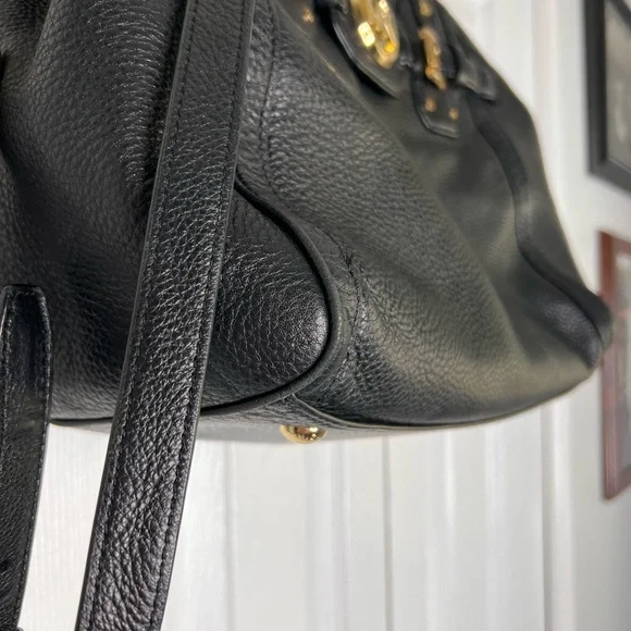 Michael Kors Pebble Leather Black Hudson Satchel Crossbody Bag - Picture 8 of 12